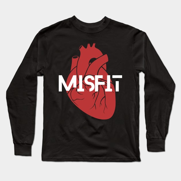 Misfit Heart Long Sleeve T-Shirt by capesandrollerskates 